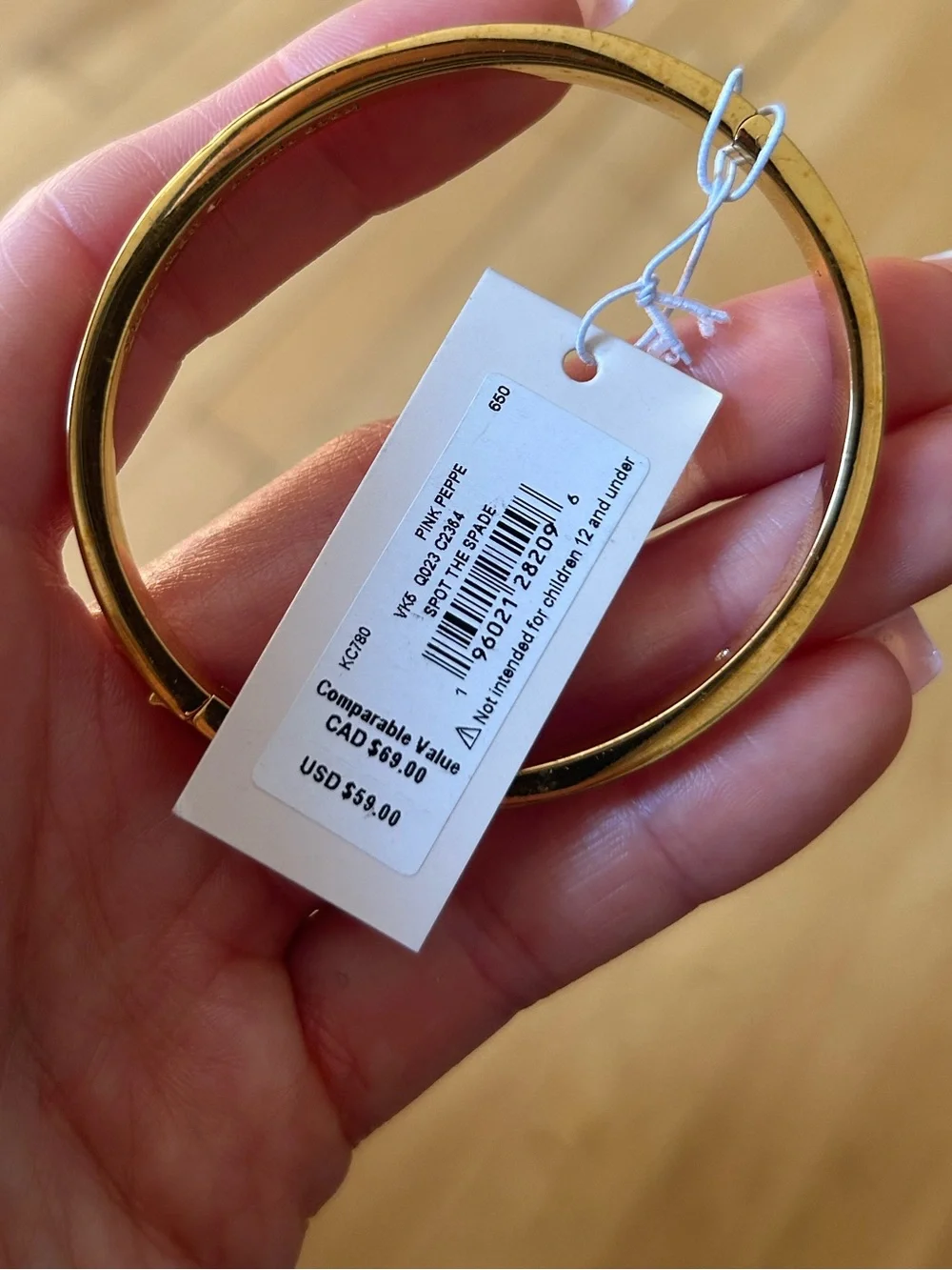 Kate spade | NWT Pink Peppe Enamel Gold-Tone Heart Bangle Bracelet - Picture 2 of 5